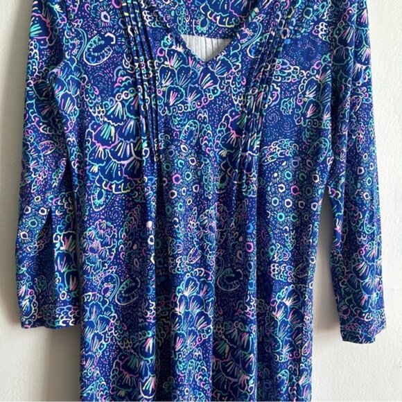 LILLY PULITZER Sz S Aubrey UPF 50 Multi Floral Tropical Pleated Dress - Picture 5 of 12